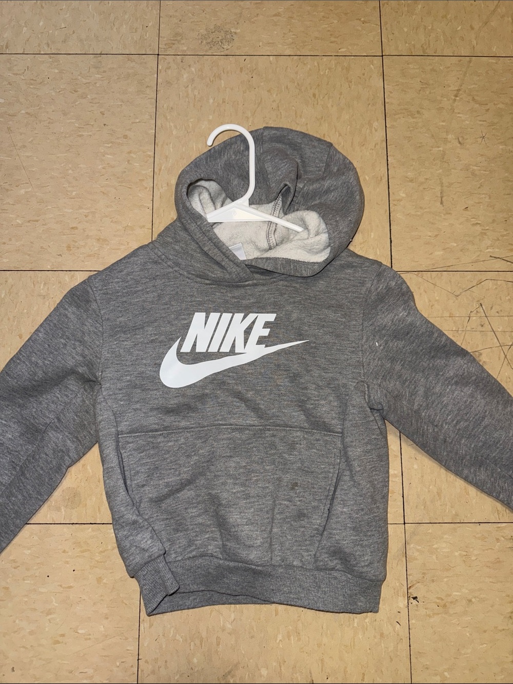 Nike Kids Gray Hoodie with White Swoosh Logo